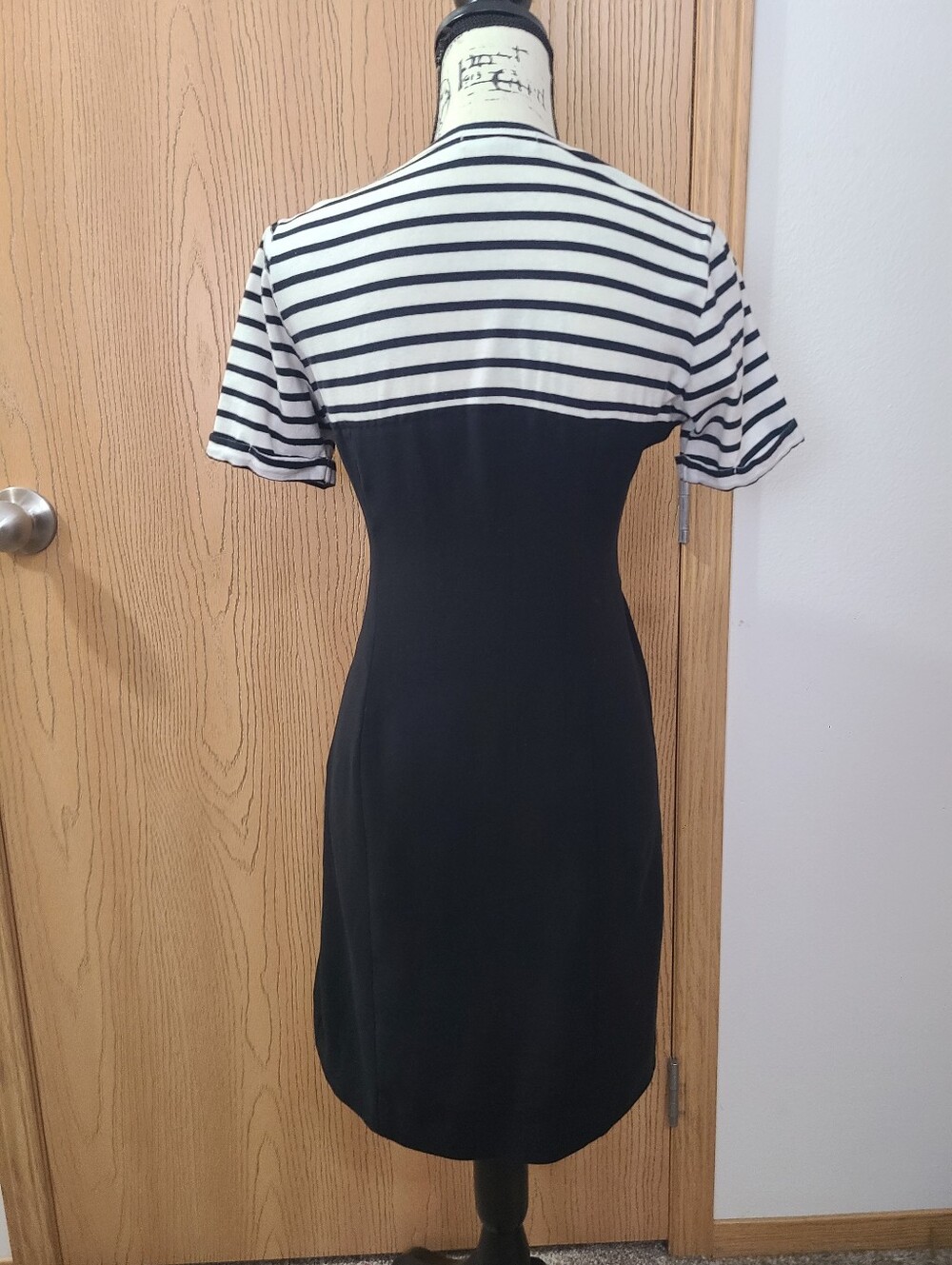 Front Row Shop Nautical Striped Sailor Double Breasted Button Fitted Dress - Picture 2 of 3